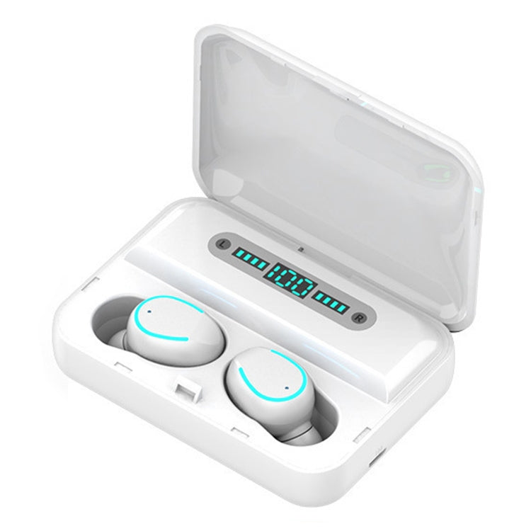 F9-5U Four-bar Breathing Light + Digital Display Noise Reduction Touch Bluetooth Earphone with Charging Box (White) - Bluetooth Earphone by PMC TechLife | Online Shopping South Africa | PMC TechLife