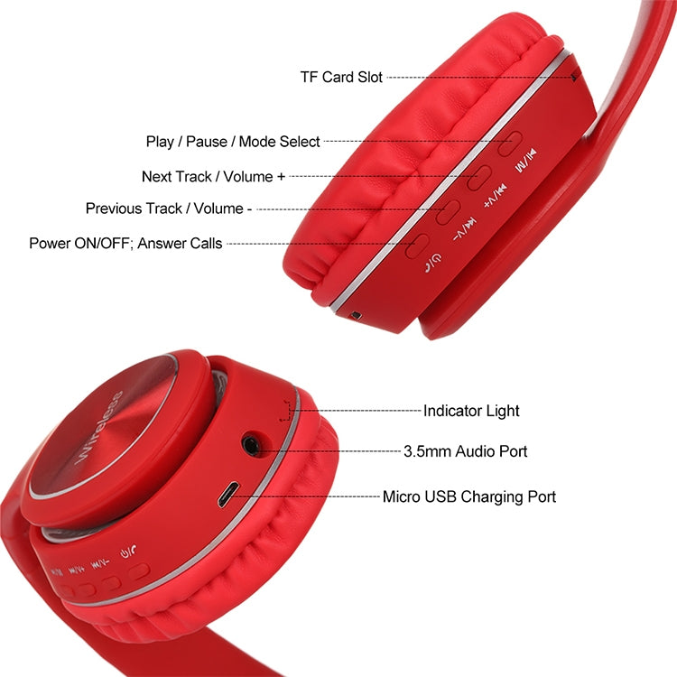 L350 Foldable Wireless Sports Stereo Bluetooth Headset, Supports IOS Power Display & HD Calling & FM & TF Card & 3.5mm AUX (Red) - Headset & Headphone by PMC Jewellery | Online Shopping South Africa | PMC Jewellery