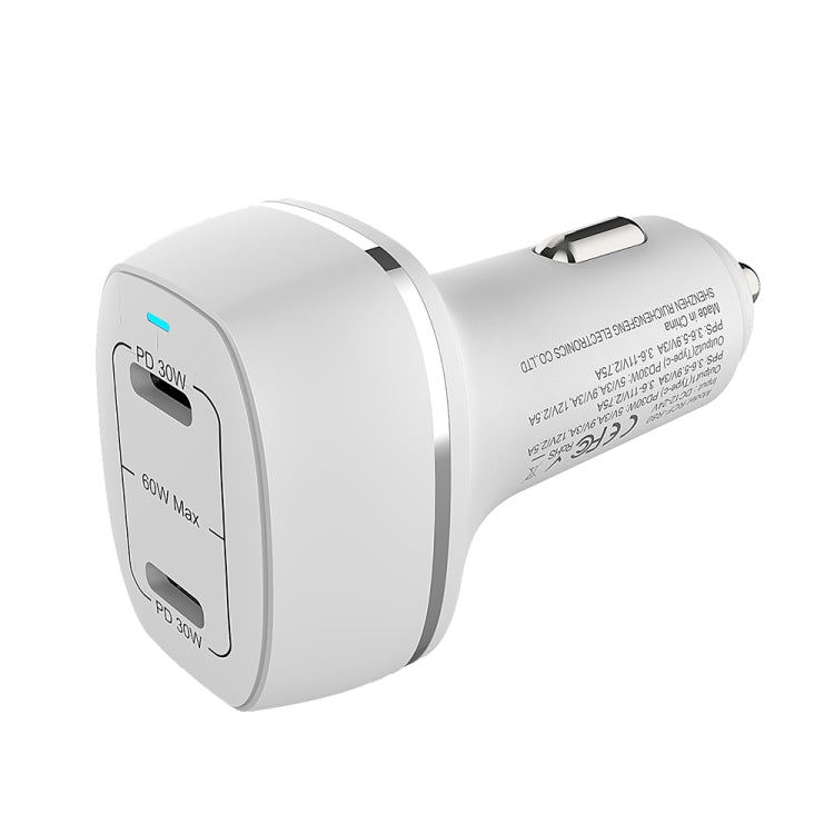 ACC-580 Dual Ports PD 60W Fast Charging Car Charger(White) - Car Charger by PMC Jewellery | Online Shopping South Africa | PMC Jewellery