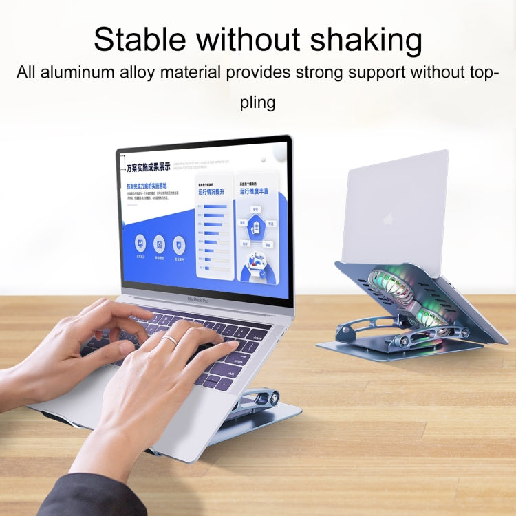 R- JUST HZ13-1 Rotating Foldable Multi-Angle Aluminum Alloy Laptop Fan Bracket (Silver) - MacBook Holder by R-JUST | Online Shopping South Africa | PMC Jewellery