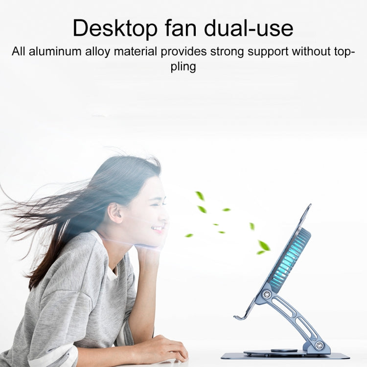 R- JUST HZ22-1 Rotating Dual-purpose Desktop Fan Aluminum Alloy Laptop Stand (Grey) - MacBook Holder by R-JUST | Online Shopping South Africa | PMC Jewellery