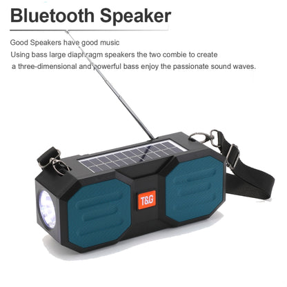 T&G TG634 Outdoor Solar Power Bluetooth Wireless Speaker with FM / Flashlight / TF Card Slot (Black Grey) - Desktop Speaker by T&G | Online Shopping South Africa | PMC Jewellery
