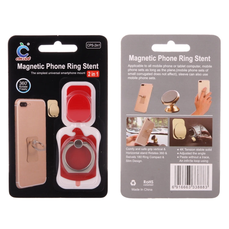 Cmzact CPS-2in1 2 in 1 Eagle Shape 360 Degrees Rotation Magnetic Phone Ring Stent Car Hook Mount(Red) - Ring Holder by PMC Jewellery | Online Shopping South Africa | PMC Jewellery