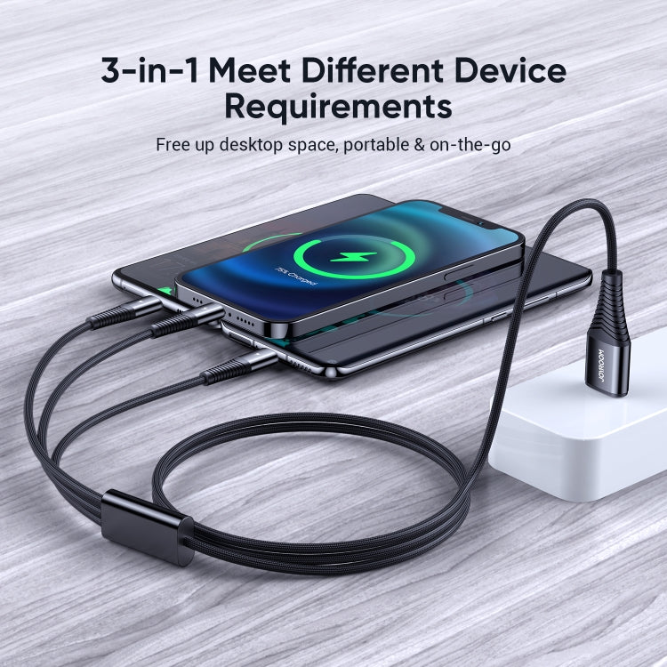 JOYROOM S-1230G4 3A 3 In 1 USB to 8 Pin + Micro USB + Type-C / USB-C Fast Charging Data Cable Length: 1.2m (Green) - Multifunction Cable by JOYROOM | Online Shopping South Africa | PMC Jewellery