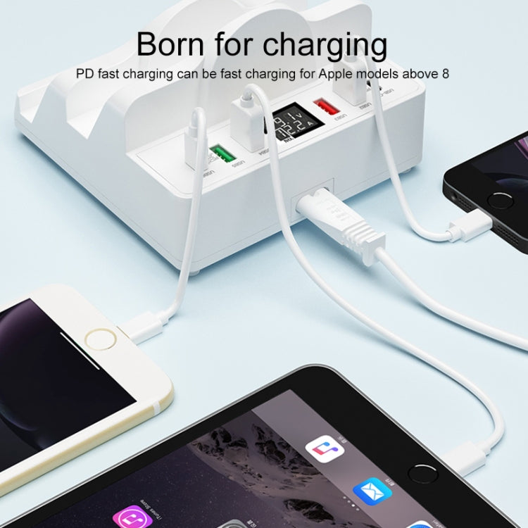 F6 Multifunctional Dual Wireless Charger with Phone Holder & Current Display, EU Plug - Wireless Charger by PMC TechLife | Online Shopping South Africa | PMC TechLife