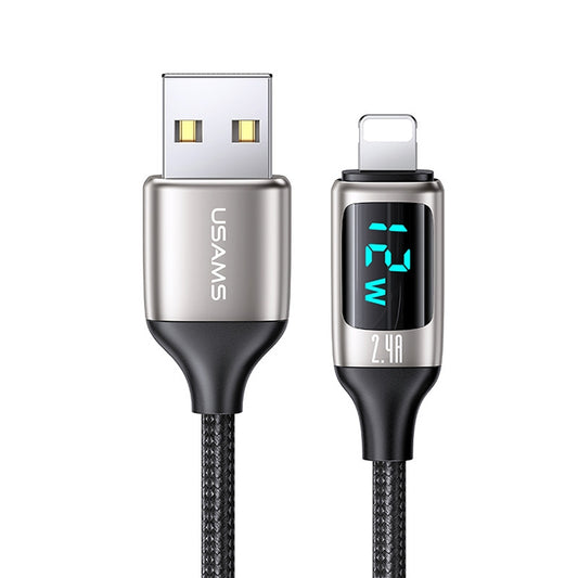 USAMS US-SJ543 U78 8 Pin Aluminum Alloy Digital Display Charging Data Cable, Length: 1.2m (White) - Normal Style Cable by USAMS | Online Shopping South Africa | PMC Jewellery