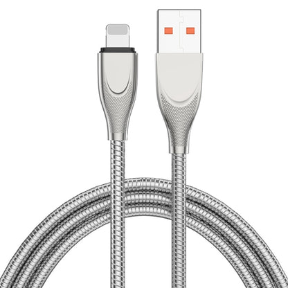 ADC-009 USB to 8 Pin Zinc Alloy Hose Fast Charging Data Cable, Cable Length: 1m (Silver) - Normal Style Cable by PMC Jewellery | Online Shopping South Africa | PMC Jewellery