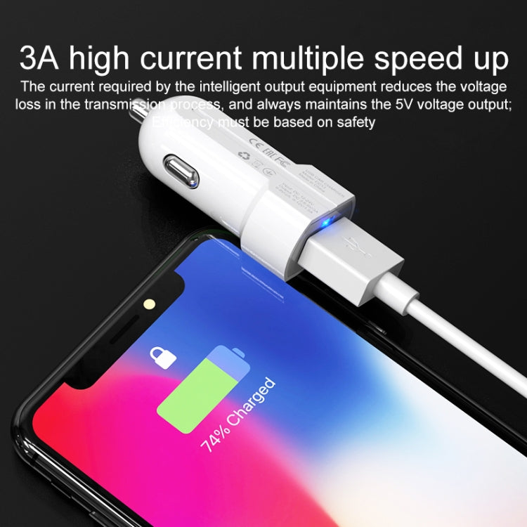 IVON CC13 QC 3.0 Fast Charging Car Charger Set with 8 Pin Charging Cable (White) - Car Charger by IVON | Online Shopping South Africa | PMC Jewellery | Buy Now Pay Later Mobicred