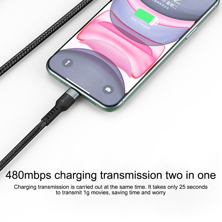 IVON CA88 12W 2.4A USB to 8 Pin Nylon Braid Fast Charge Data Cable, Cable Length: 1m (Black) - Normal Style Cable by IVON | Online Shopping South Africa | PMC TechLife
