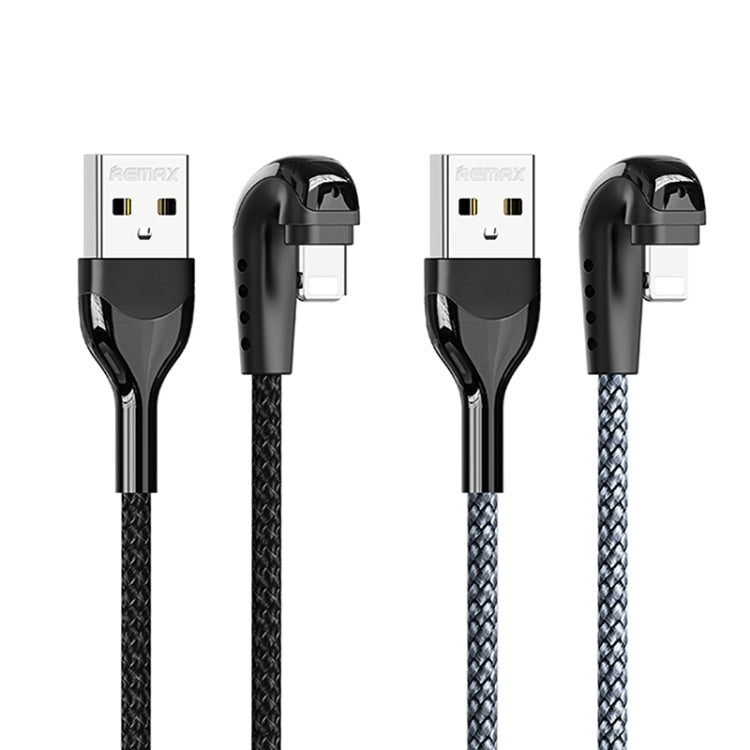 REMAX RC-177i Heymanba II 2.1A USB to 8 Pin 180 Degrees Elbow Zinc Alloy Braided Gaming Data Cable, Cable Length: 1m(Black) - Normal Style Cable by REMAX | Online Shopping South Africa | PMC Jewellery