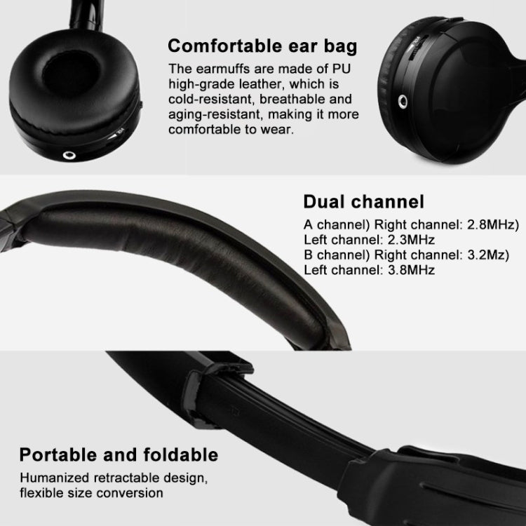 LPT03 Headset Wireless Infrared Dual/Single Channel Earphone (Black) - Headset & Headphone by PMC Jewellery | Online Shopping South Africa | PMC Jewellery