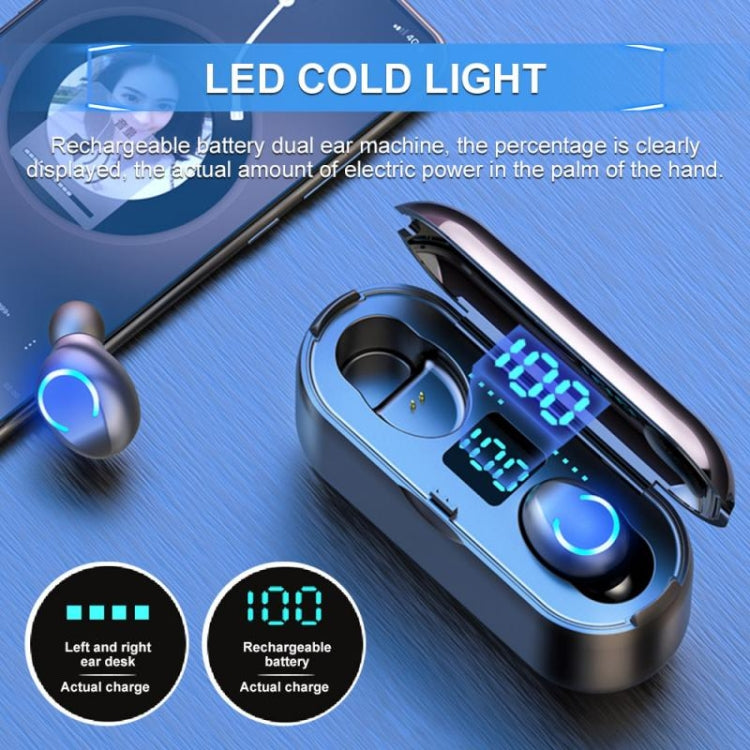 F9-8 TWS CVC8.0 Noise Cancelling Touch Mini Bluetooth Earphone with Charging Box, Support Three-screen LED Power Display & Mobile Phone Holder & Call & Voice Assistant(Black) - TWS Earphone by PMC Jewellery | Online Shopping South Africa | PMC Jewellery