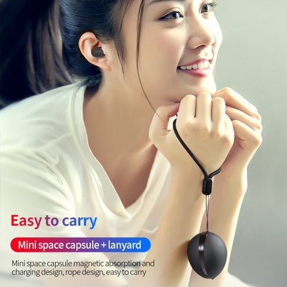 A10 TWS Space Capsule Shape Wireless Bluetooth Earphone with Magnetic Charging Box & Lanyard, Support HD Call & Automatic Pairing Bluetooth(White + Black) - TWS Earphone by PMC Jewellery | Online Shopping South Africa | PMC Jewellery