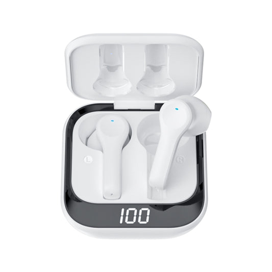 K08 Wireless Bluetooth 5.0 Noise Cancelling Stereo Binaural Earphone with Charging Box & LED Digital Display (White) - Bluetooth Earphone by PMC Jewellery | Online Shopping South Africa | PMC Jewellery