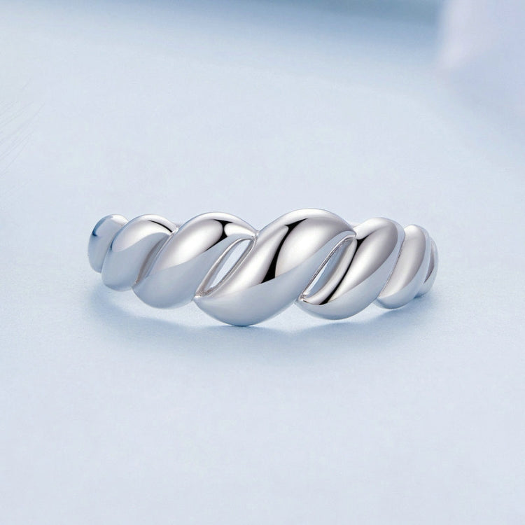 BSR459-E S925 Sterling Silver White Gold Plated Wavy Open Adjustable Ring - Rings by PMC Jewellery | Online Shopping South Africa | PMC Jewellery