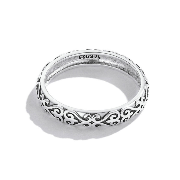 SCR776-10 Sterling Silver S925 Vintage Embossed Pattern Ring - Rings by PMC Jewellery | Online Shopping South Africa | PMC Jewellery