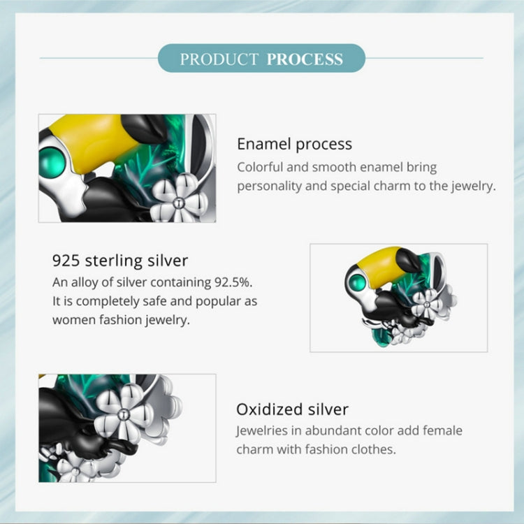 SCC2520 S925 Sterling Silver Jungle Toucan Pendant Accessories DIY Bracelet Beads - Necklaces & Pendants by PMC Jewellery | Online Shopping South Africa | PMC Jewellery