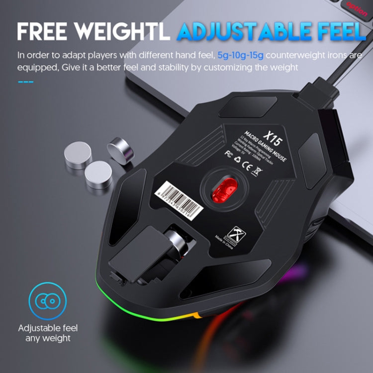 MKESPN X15 Full Speed 12800DPI 12 Buttons Macro Definition RGB Wired Mouse - Wired Mice by MKESPN | Online Shopping South Africa | PMC TechLife | Buy Now Pay Later Mobicred