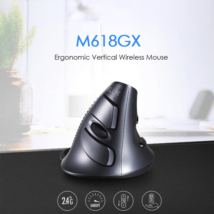 DELUX M618GX Wireless Ergonomic Vertical Mouse 1600DPI Optical Mouse - Wireless Mice by DELUX | Online Shopping South Africa | PMC TechLife | Buy Now Pay Later Mobicred