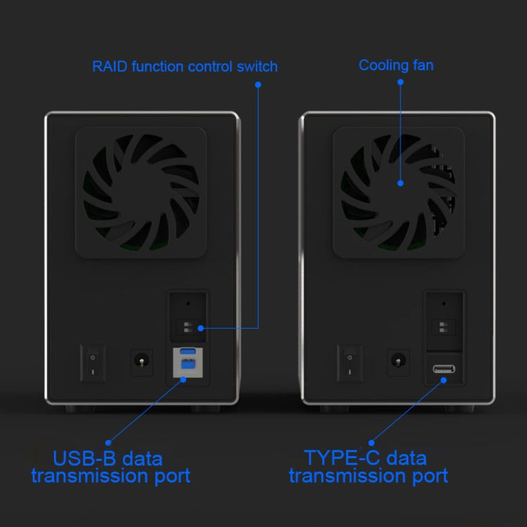 Blueendless USB-B Interface 3.5 inch 2 Bay RAID Combination Array HDD External Enclosure (UK Plug) - HDD Enclosure by Blueendless | Online Shopping South Africa | PMC Jewellery