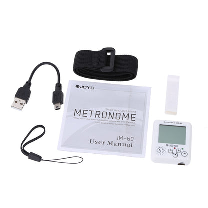 JOYO JM-60 Mini Portable Rechargeable Clip-on Electronic Digital Metronome Tone Generator Tuner for Guitar Violin Ukulele (White) - Stringed Instruments by JOYO | Online Shopping South Africa | PMC Jewellery