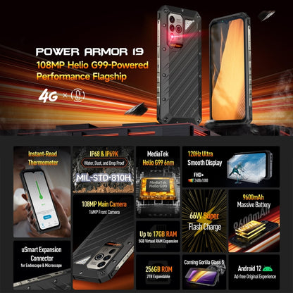 [HK Warehouse] Ulefone Power Armor 19 Rugged Phone, Non-contact Infrared Thermometer, 108MP Camera, 12GB+256GB - Ulefone by Ulefone | Online Shopping South Africa | PMC Jewellery