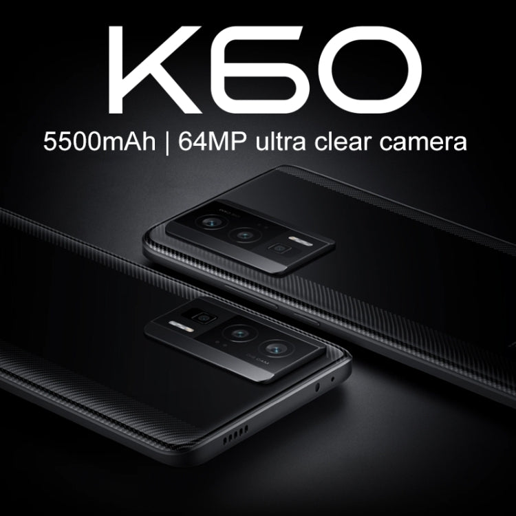 Xiaomi Redmi K60 5G, 64MP Camera, 16GB+512GB, Triple Back Cameras, Screen Fingerprint Identification, 5500mAh Battery, 6.67 inch MIUI 14 Snapdragon 8+ Gen1 Octa Core 4nm up to 3.0GHz, Network: 5G, Dual SIM, NFC, Heart Rate(Black) - Xiaomi Redmi by Xiaomi | Online Shopping South Africa | PMC Jewellery