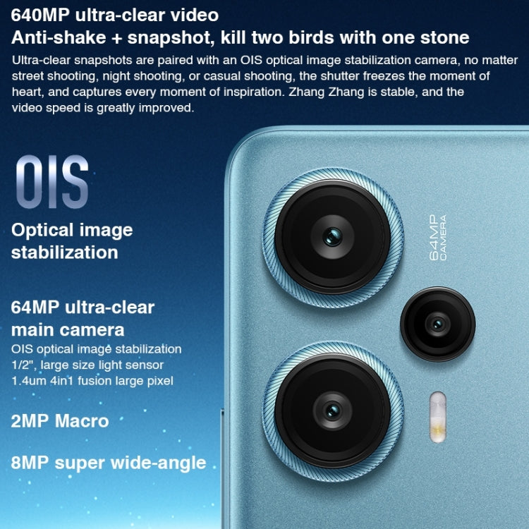 Xiaomi Redmi Note 12 Turbo 5G, 64MP Camera, 16GB+1TB, Triple Back Cameras, 5000mAh Battery, 6.67 inch MIUI 14 Snapdragon 7+ Gen2 Octa Core up to 2.91GHz, Network: 5G, Dual SIM, NFC, IR Control (Blue) - Xiaomi Redmi by Xiaomi | Online Shopping South Africa | PMC Jewellery