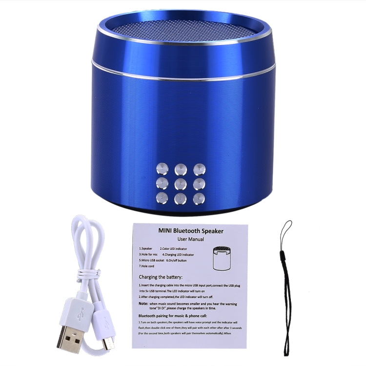 PTH-02 Portable True Wireless Stereo Mini Bluetooth Speaker with LED Indicator & Sling(Blue) - Mini Speaker by PMC Jewellery | Online Shopping South Africa | PMC Jewellery