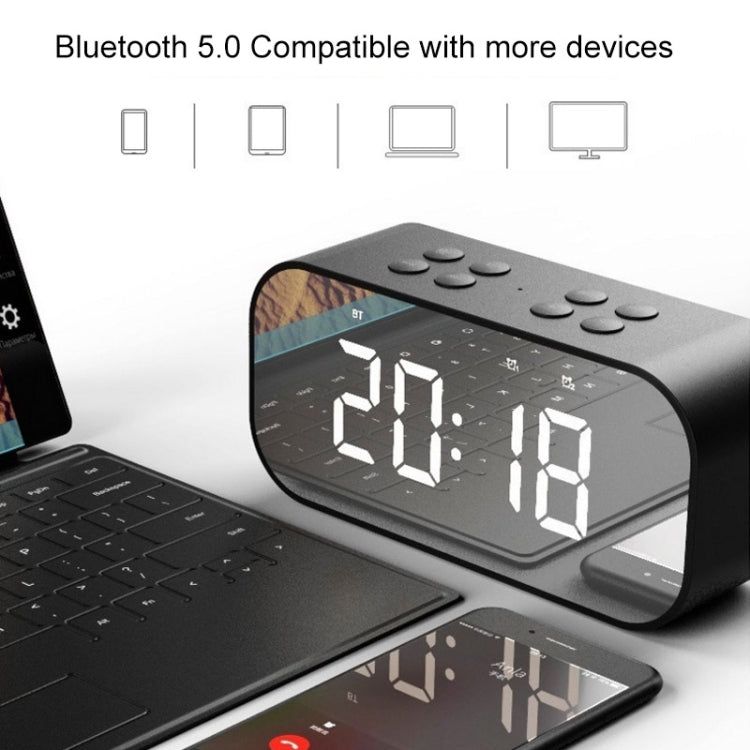 AEC BT501 Bluetooth 5.0 Mini Speaker with LED & Alarm Clock & Clock & Mirror, Support 32G TF Card(Blue) - free shipping - PMC TechLife - Order now!
