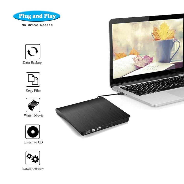 Brushed Texture USB 3.0 POP-UP Mobile External DVD-Rw DVD / CD Rewritable Drive External ODD & HDD Device - Rewritable Drive by PMC TechLife | Online Shopping South Africa | PMC TechLife