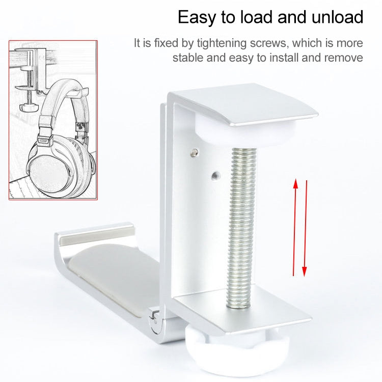 Desktop Lock Clip Type Metal Foldable Headset Stand Display Hanger(Silver) - Anti-lost & Holder by PMC TechLife | Online Shopping South Africa | PMC TechLife