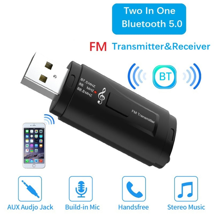 MSD128 2 in 1 USB Car Bluetooth Hands-free Call FM Transmitter with 3.5mm AUX Interface - Audio Receiver Transmitter by PMC TechLife | Online Shopping South Africa | PMC TechLife