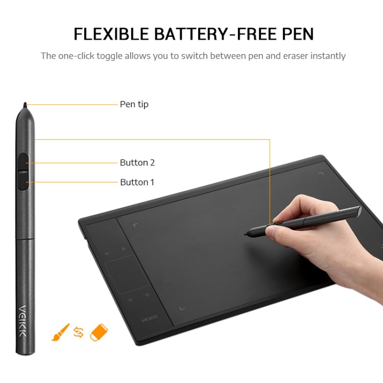 VEIKK A30 10x6 inch 5080 LPI Smart Touch Electronic Graphic Tablet, with Type-c Interface - free shipping - PMC TechLife - Order now!