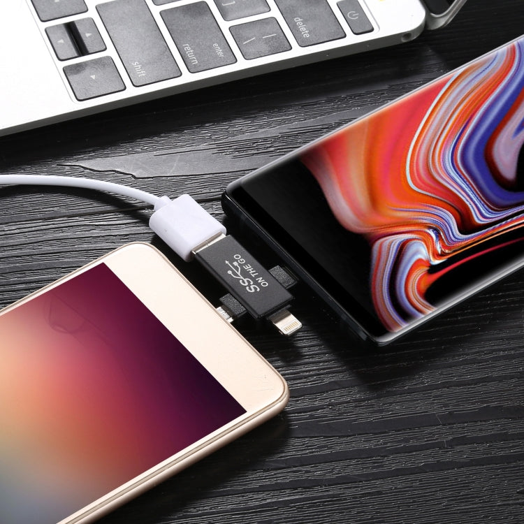 3 in 1 USB 3.0 to 8 Pin + Micro USB + USB-C / Type-C Interface Multifunctional OTG Adapter - OTG Adapter by PMC Jewellery | Online Shopping South Africa | PMC Jewellery