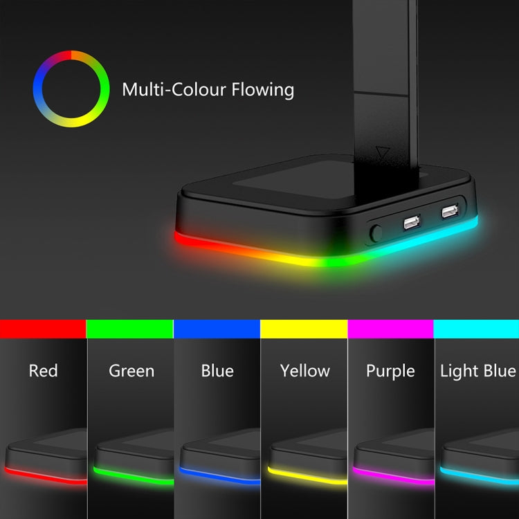 RGBD9 Colorful Glowing Gaming Headset Display Stand with Charging + Data Transmission Dual USB Interface (Black) - Anti-lost & Holder by PMC Jewellery | Online Shopping South Africa | PMC Jewellery