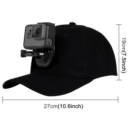 PULUZ Baseball Hat with J-Hook Buckle Mount & Screw for GoPro, DJI OSMO Action and Other Action Cameras(Black) -  by PMC Jewellery | Online Shopping South Africa | PMC Jewellery