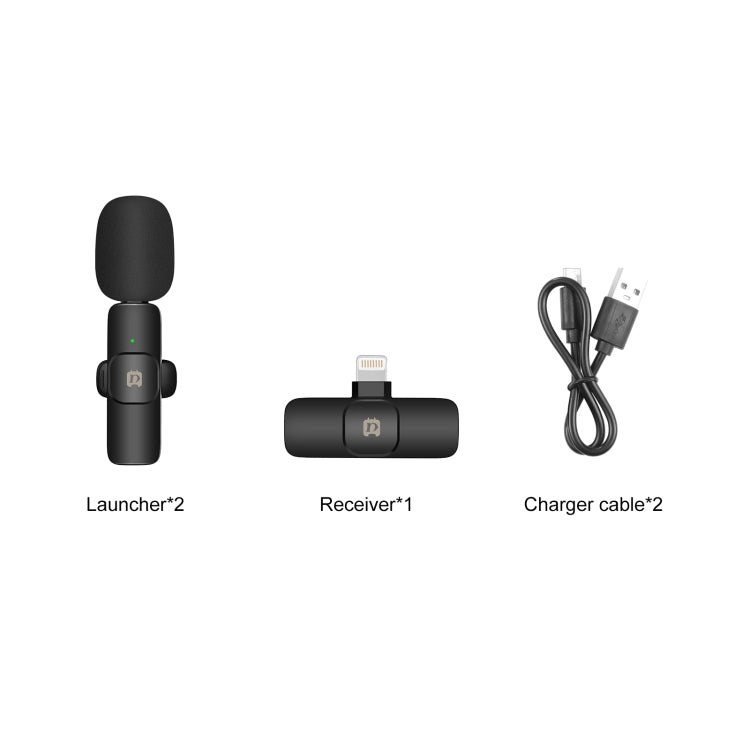 PULUZ Wireless Lavalier Noise Reduction Reverb Microphones for iPhone / iPad, 8-Pin Receiver and Dual Microphones(Black) - Microphone by PULUZ | Online Shopping South Africa | PMC Jewellery