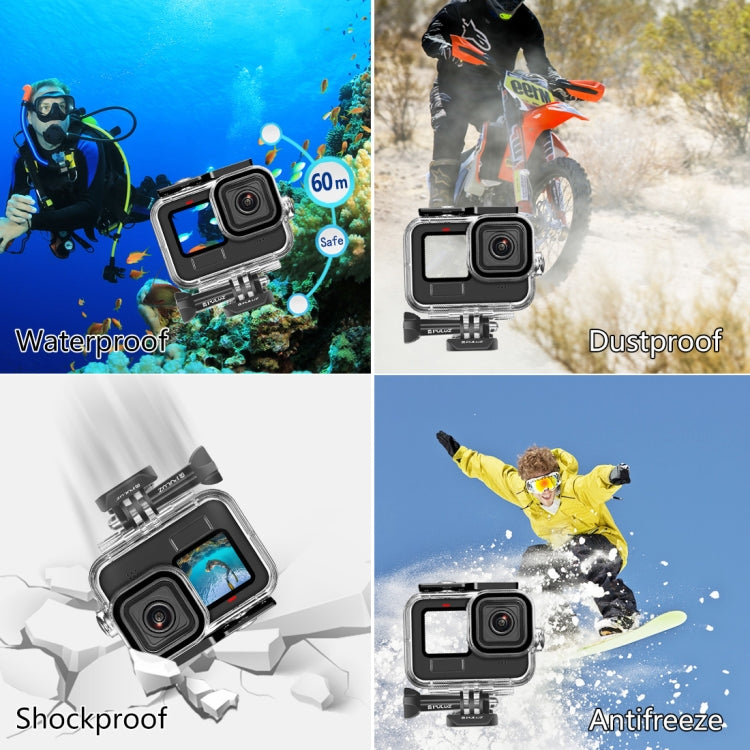 PULUZ for GoPro Hero11 Black / HERO10 Black / HERO9 Black 60m Waterproof Housing Protective Case with Buckle Basic Mount & Screw - Waterproof Cases by PULUZ | Online Shopping South Africa | PMC Jewellery