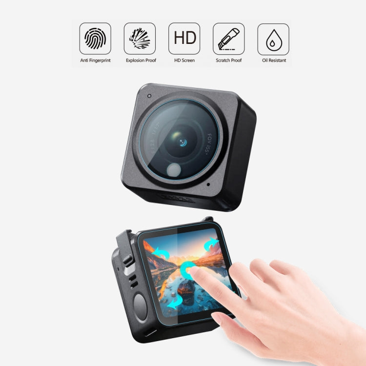PULUZ 3 in 1 Lens + Front and Back LCD Display 9H 2.5D Tempered Glass Film for DJI Action 2 - Protective Film & Stickers by PULUZ | Online Shopping South Africa | PMC TechLife | Buy Now Pay Later Mobicred