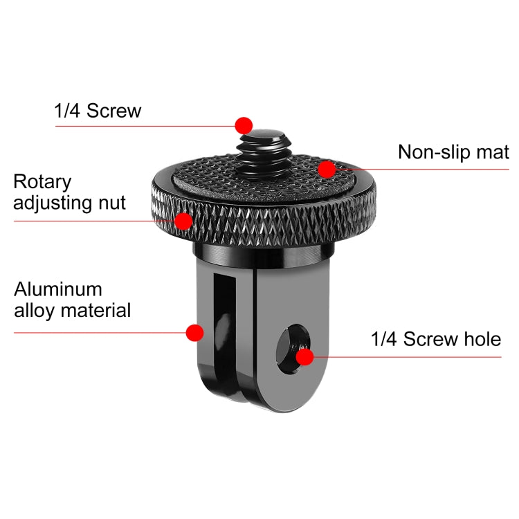 PULUZ 1/4 inch Screw Metal Tripod Mount Action Camera Adapter (Black) - Connection Mount by PULUZ | Online Shopping South Africa | PMC TechLife | Buy Now Pay Later Mobicred