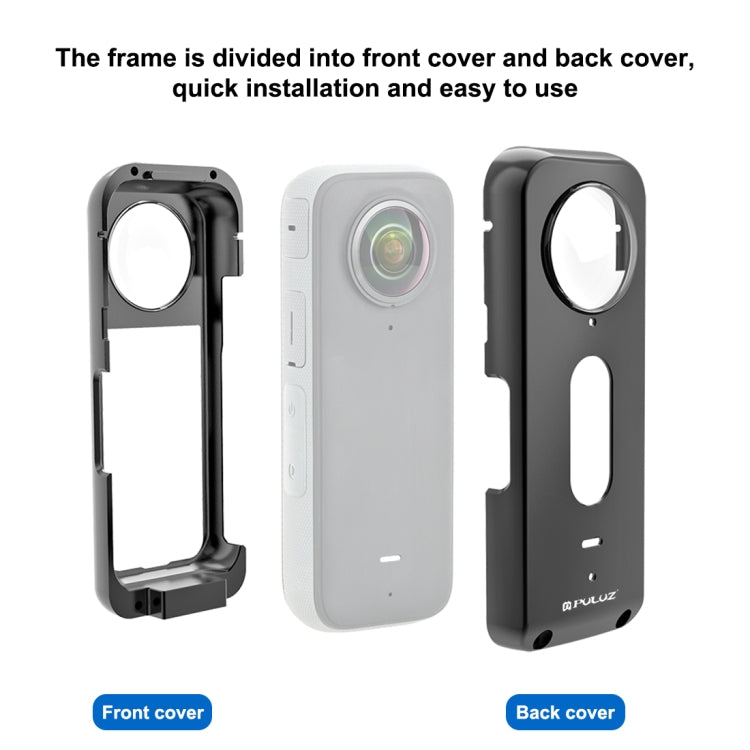 For Insta360 X3 PULUZ Metal Protective Cage Rig Housing Frame with Lens Protector(Black) - Mount & Holder by PULUZ | Online Shopping South Africa | PMC Jewellery | Buy Now Pay Later Mobicred