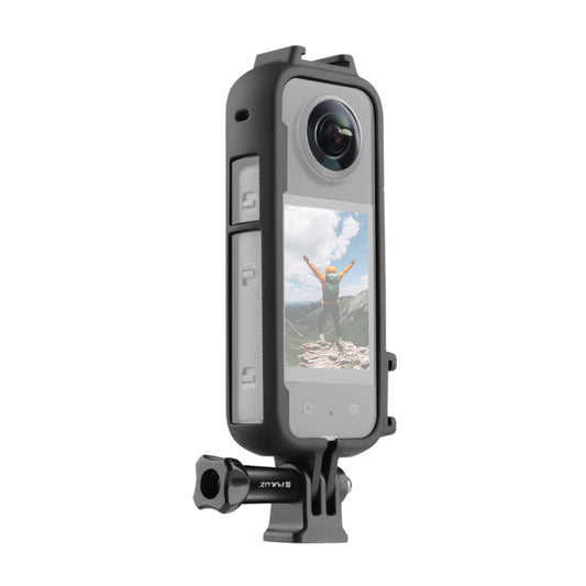 For Insta360 X3 PULUZ Cold Shoe PC Plastic Protective Frame with Adapter Mount & Screw(Black) - Mount & Holder by PULUZ | Online Shopping South Africa | PMC Jewellery