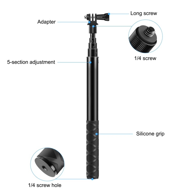 PULUZ 110cm Metal Selfie Stick Monopod with Invisible Adapter Base & Screw for Insta360 One RS / X2 / X3 - Self Monopod Grip by PULUZ | Online Shopping South Africa | PMC Jewellery