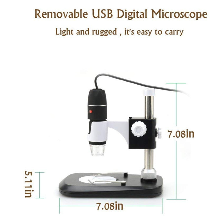 DMS-MDS800 40X-800X Magnifier 2.0MP Image Sensor USB Digital Microscope with 8 LEDs & Professional Stand - Digital Microscope by PMC Jewellery | Online Shopping South Africa | PMC Jewellery | Buy Now Pay Later Mobicred