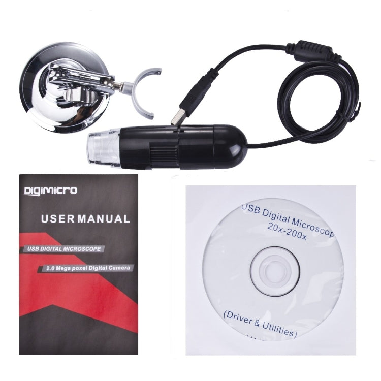 1.3 Mega pixels 200x USB digital microscope with 8 LED White light(Black) - free shipping - PMC TechLife - Order now!