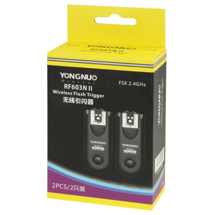 2 PCS YONGNUO RF603N II FSK 2.4GHz Wireless Flash Trigger with N1 Shutter Connecting Cable - free shipping - PMC TechLife - Order now!