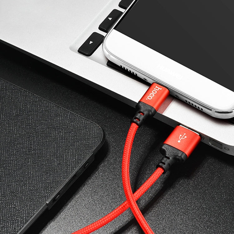hoco X14 2m Nylon Braided Aluminium Alloy USB-C / Type-C to USB Data Sync Charging Cable(Black) - USB-C & Type-C Cable by hoco | Online Shopping South Africa | PMC Jewellery
