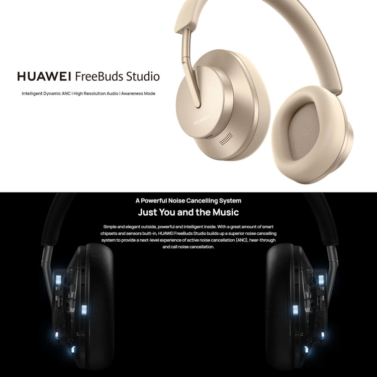 Original HUAWEI FreeBuds Studio Dynamic Noise Cancelling Bluetooth 5.2 Wireless Headset(Gold) - Headset & Headphone by Huawei | Online Shopping South Africa | PMC Jewellery