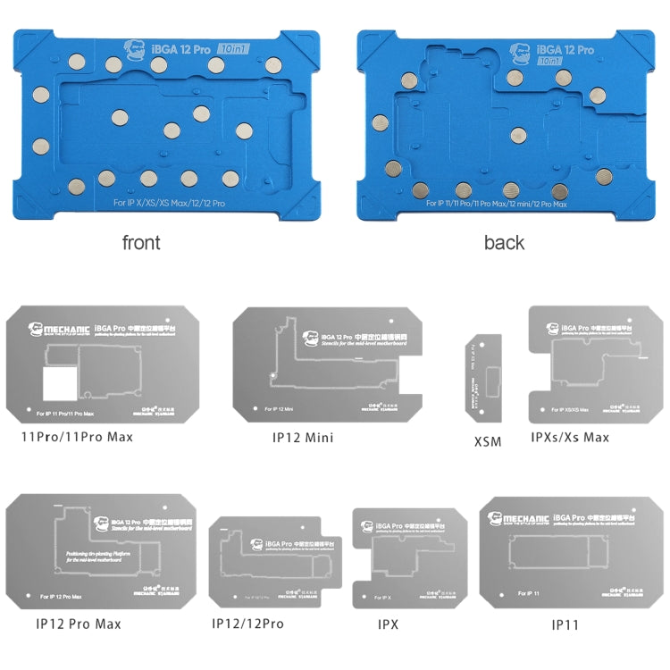 Mechanic iBGA 12 Pro 10 in 1 BGA Reballing Stencil Platform for iPhone X~12 Pro Max - Repair Platform by MECHANIC | Online Shopping South Africa | PMC Jewellery